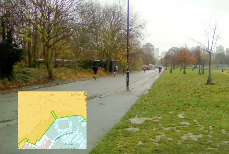 New Church Road within Burgess Park before removal